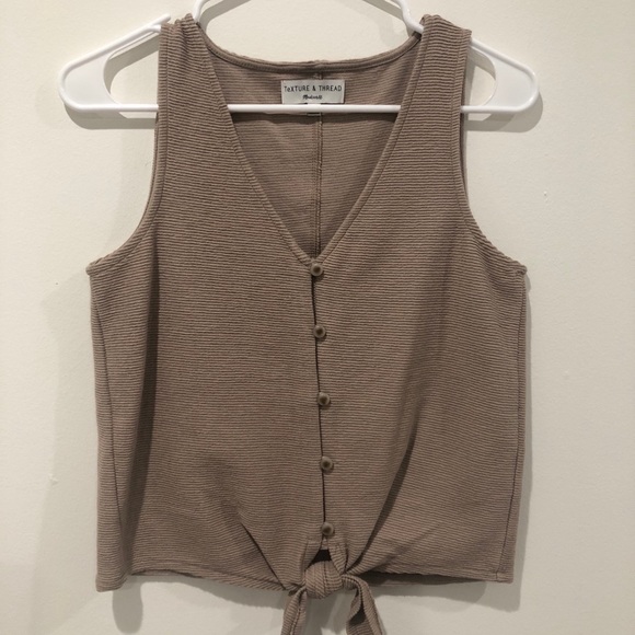 NWOT Madewell Button Front Tie Tank Top - Picture 3 of 6
